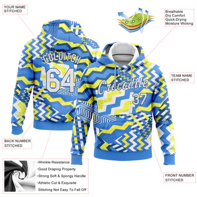 Custom Stitched Light Blue White Gold-Royal 3D Pattern Design Sports Pullover Sweatshirt Hoodie