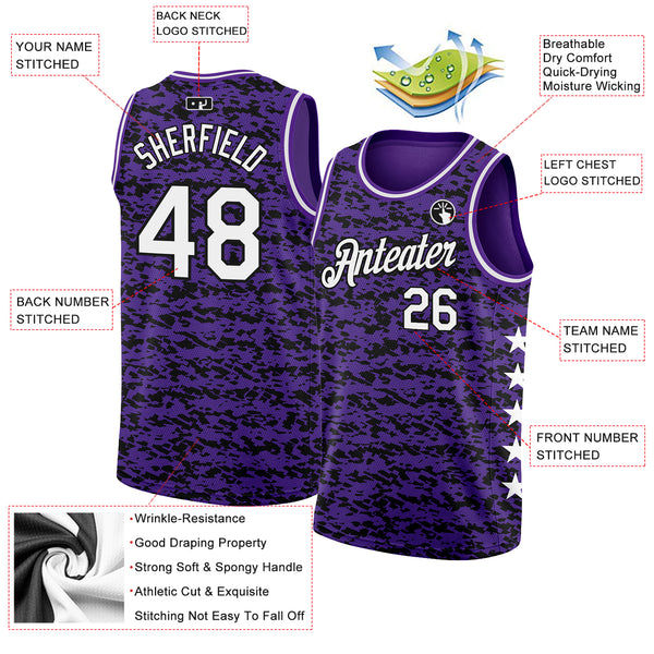 FANSIDEA Custom White Purple-Gold Authentic Split Fashion Basketball Jersey Men's Size:3XL