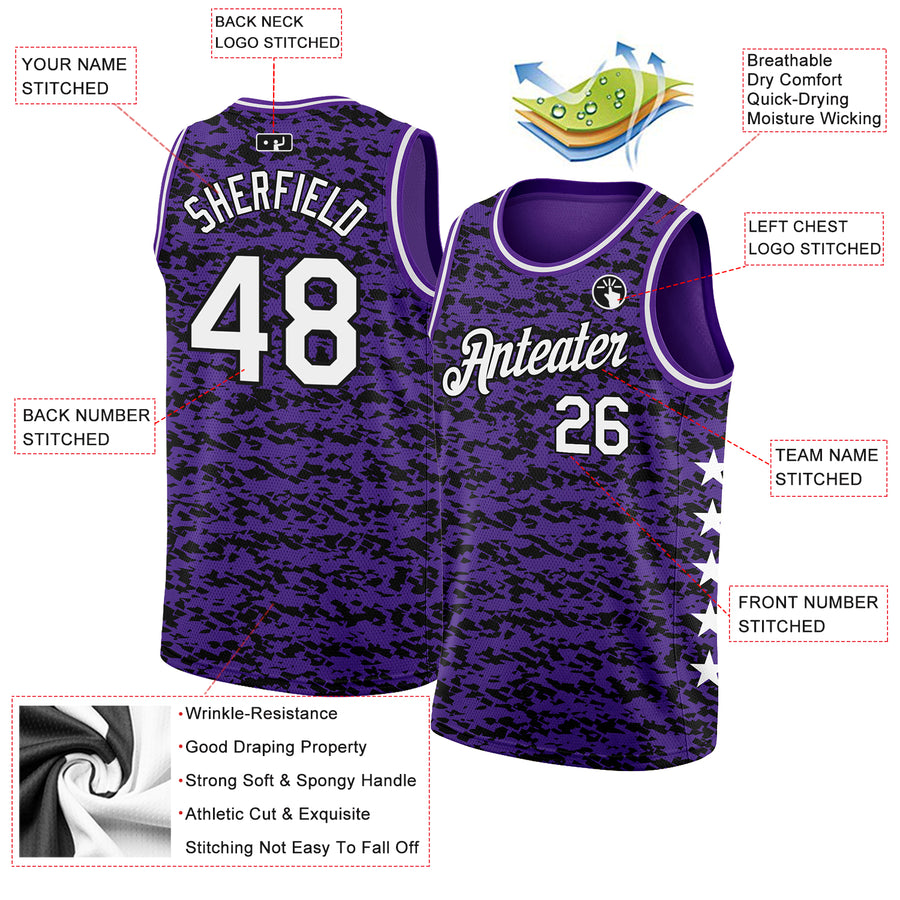 Custom Purple White-Black Authentic City Edition Basketball Jersey