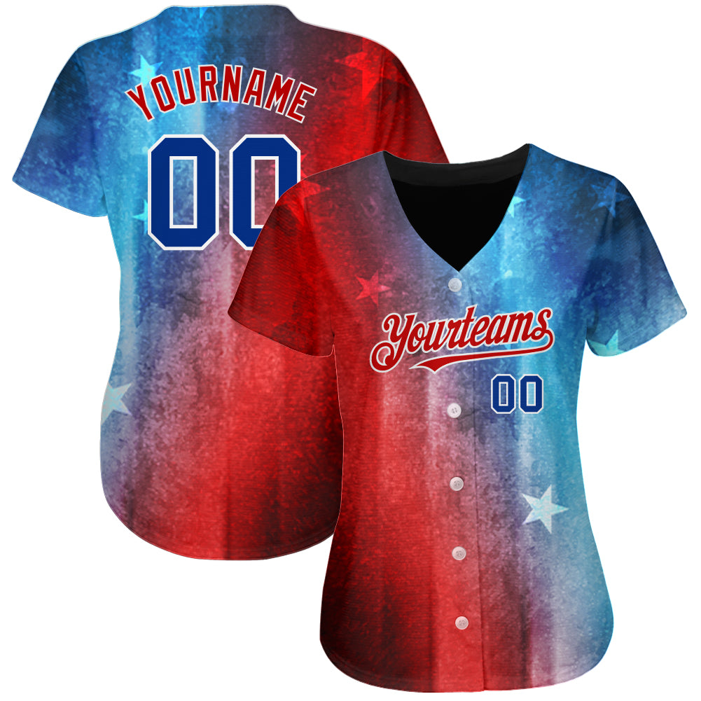 Custom White Red-Royal 3D American Flag Fashion Authentic Baseball Jersey  Discount