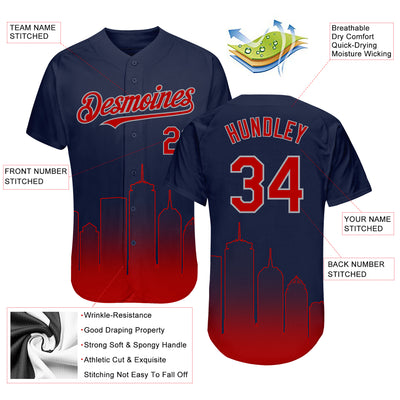 Custom Name Gray Red Dard Blue Custom Name Baseball Jerseys Shirt