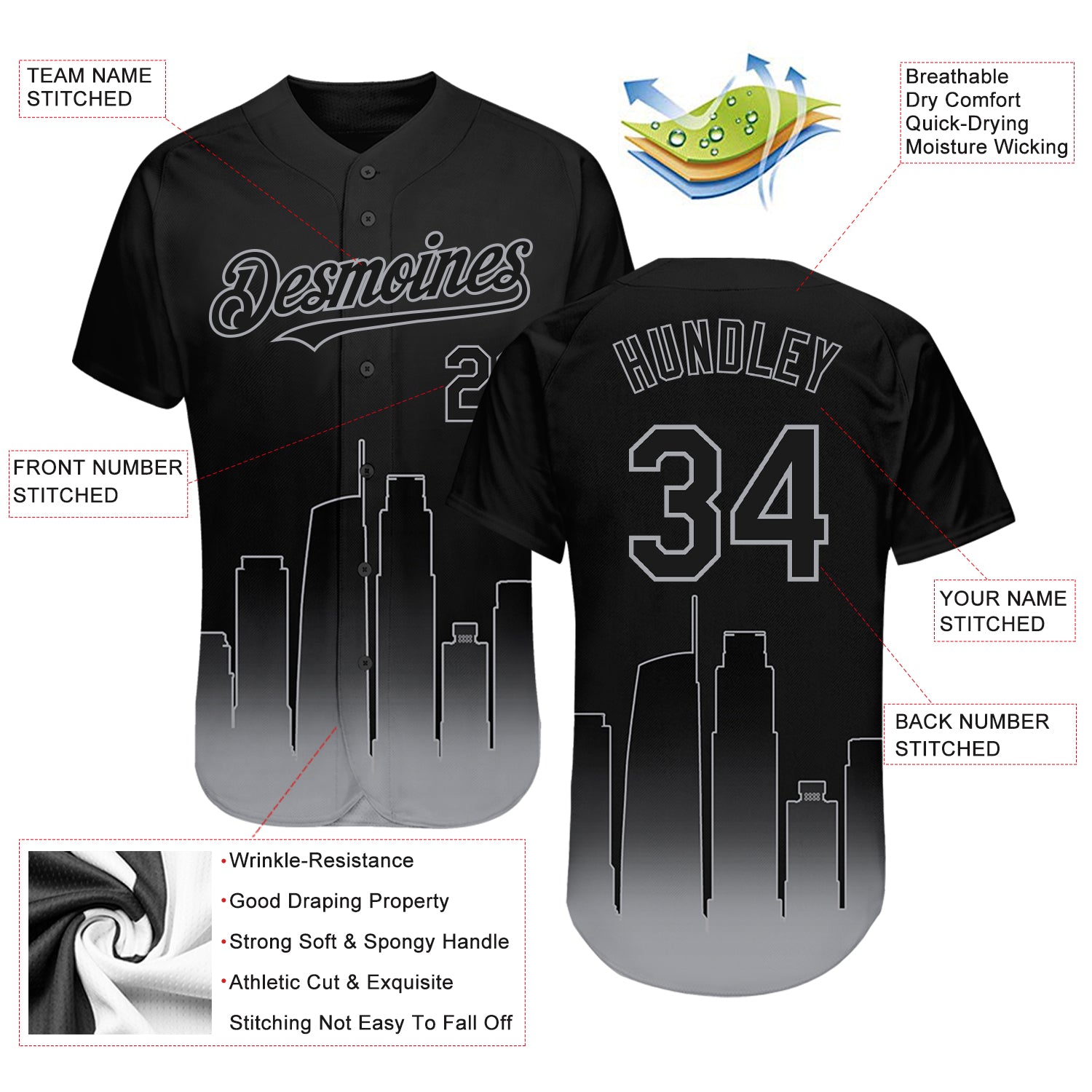 Custom Black Black-Gray Authentic Fade Fashion Basketball Jersey