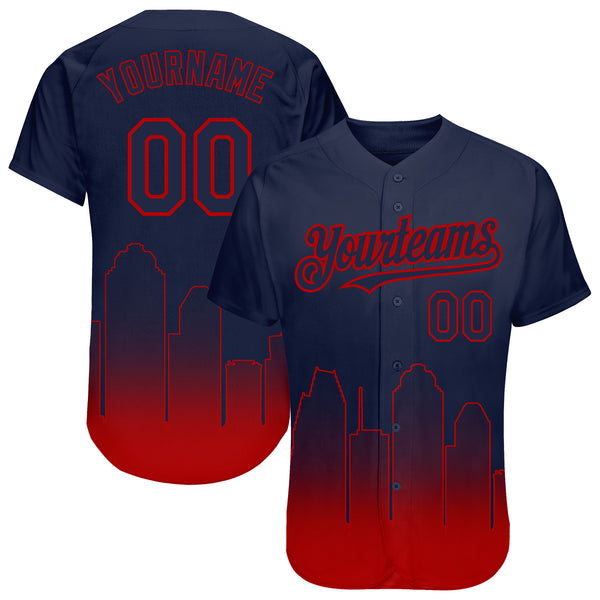 Cheap Custom Navy Red 3D Houston City Edition Fade Fasion