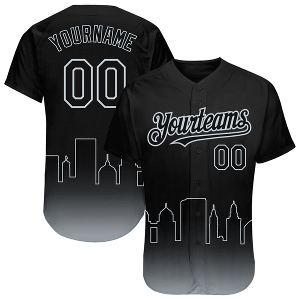 Custom Baseball Jersey Black Silver 3D Oakland City Edition Fade Fashion Authentic Men's Size:2XL