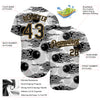 Custom White Black-Old Gold 3D Pattern Design Bowling Ball With Hotrod Flame Authentic Baseball Jersey