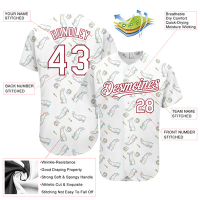 Custom White Cardinal 3D Pattern Design Rabbit Authentic Baseball Jersey