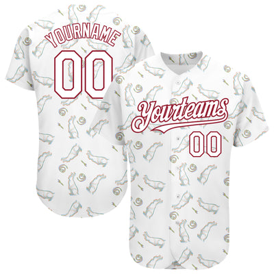 Custom White Cardinal 3D Pattern Design Rabbit Authentic Baseball Jersey