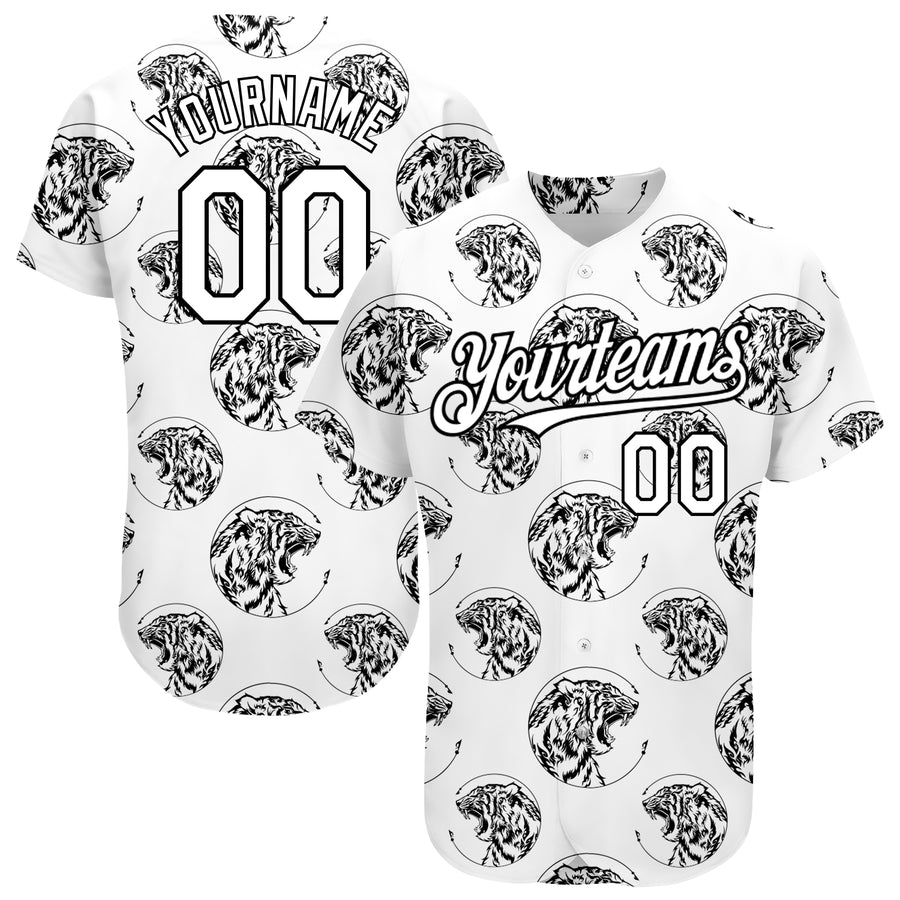 Custom 3D Pattern Baseball Jersey Black Old Gold-White Design Goat  Authentic - FansIdea