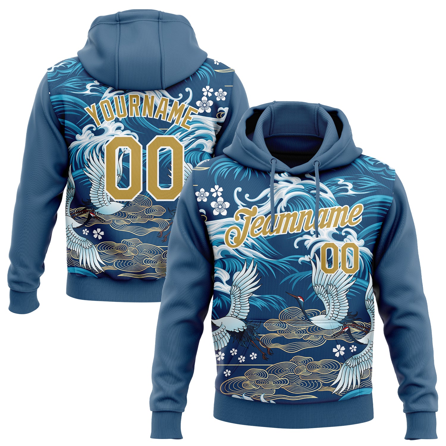 Custom 3D Pattern Sweatshirt Hoodie Royal Old Gold-White Design