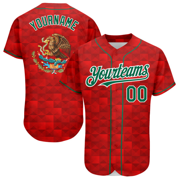 Custom Green White-Red Authentic Baseball Jersey