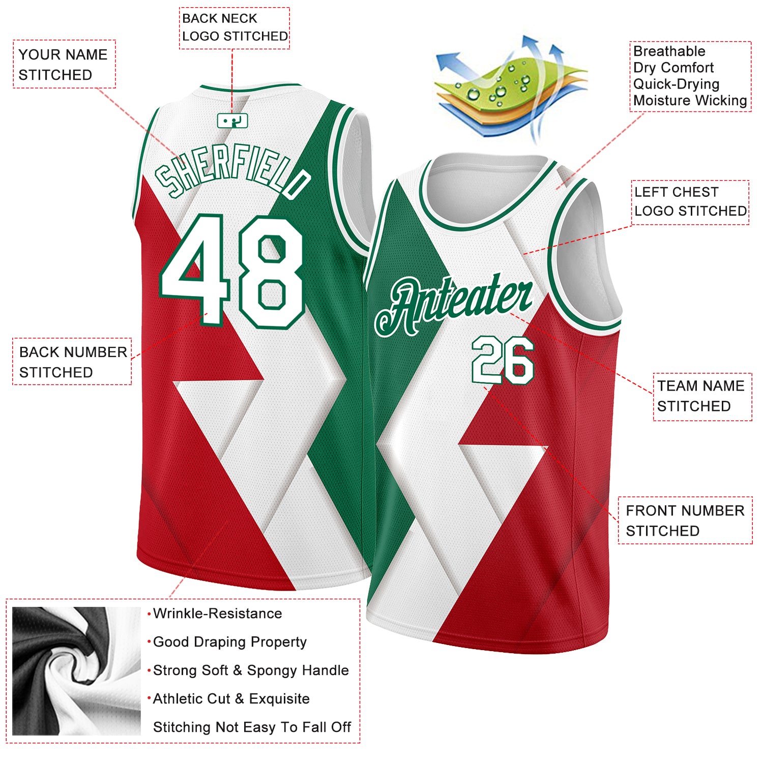 Custom Mexico Baseball Jersey Kelly Green Red-White 3D Authentic - FansIdea