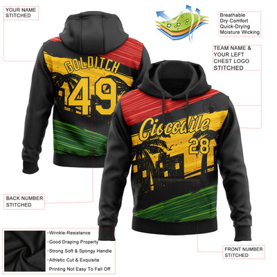 Custom Stitched Black Yellow 3D Pattern Design Black History Month Sports Pullover Sweatshirt Hoodie