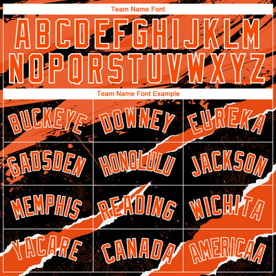 Custom Black Orange-White 3D Pattern Design Torn Paper Style Authentic Basketball Jersey