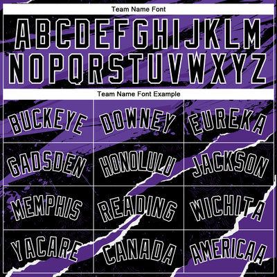 Custom Black Purple-White 3D Pattern Design Torn Paper Style Authentic Basketball Jersey