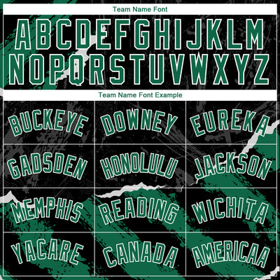 Custom Black Kelly Green-White 3D Pattern Design Torn Paper Style Authentic Basketball Jersey