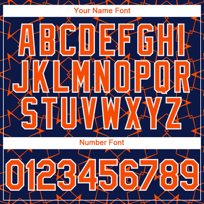 Custom Navy Orange-White 3D Pattern Design Star Lines Authentic Baseball Jersey