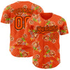 Custom Orange Black 3D Pattern Design Northeast China Big Flower Authentic Baseball Jersey