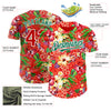 Custom Red Kelly Green-White 3D Pattern Design Northeast China Big Flower Authentic Baseball Jersey