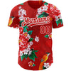 Custom Red White 3D Pattern Design Northeast China Big Flower Authentic Baseball Jersey