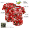 Custom Red White 3D Pattern Design Northeast China Big Flower Authentic Baseball Jersey