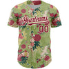 Custom Green Crimson-Cream 3D Pattern Design Northeast China Big Flower And Crane Authentic Baseball Jersey