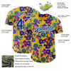 Custom Yellow Royal-White 3D Pattern Design Northeast China Big Flower Authentic Baseball Jersey