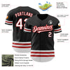 Custom Black White-Red Line Authentic Baseball Jersey