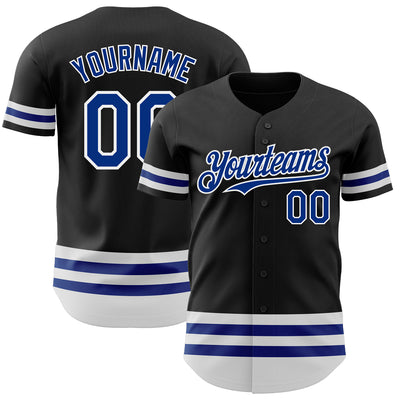 Custom Black Royal-White Line Authentic Baseball Jersey