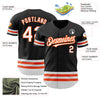 Custom Black White-Orange Line Authentic Baseball Jersey