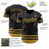 Custom Black Old Gold Line Authentic Baseball Jersey