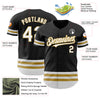 Custom Black White-Old Gold Line Authentic Baseball Jersey