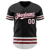 Custom Black White-Crimson Line Authentic Baseball Jersey