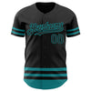 Custom Black Teal Line Authentic Baseball Jersey