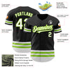 Custom Black White-Neon Green Line Authentic Baseball Jersey