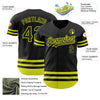 Custom Black Neon Yellow Line Authentic Baseball Jersey