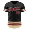 Custom Black Crimson-Cream Line Authentic Baseball Jersey