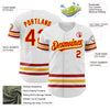 Custom White Red-Gold Line Authentic Baseball Jersey