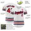 Custom White Red-Navy Line Authentic Baseball Jersey