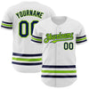 Custom White Navy-Neon Green Line Authentic Baseball Jersey