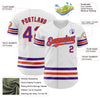 Custom White Purple-Orange Line Authentic Baseball Jersey