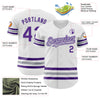 Custom White Purple-Gray Line Authentic Baseball Jersey