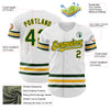 Custom White Green-Gold Line Authentic Baseball Jersey