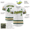 Custom White Green-Old Gold Line Authentic Baseball Jersey