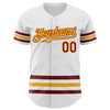 Custom White Crimson-Gold Line Authentic Baseball Jersey