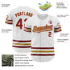 Custom White Crimson-Old Gold Line Authentic Baseball Jersey