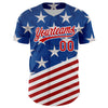 Custom Royal Red-White 3D American Flag Patriotic Authentic Baseball Jersey