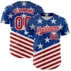 Custom Royal Red-White 3D American Flag Patriotic Authentic Baseball Jersey