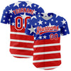 Custom Royal Red-White 3D American Flag Patriotic Authentic Baseball Jersey