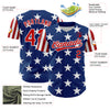 Custom Royal Red-White 3D American Flag Patriotic Authentic Baseball Jersey