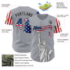 Custom Gray USA Flag-Black 3D American Flag Statue of Liberty Patriotic Authentic Baseball Jersey